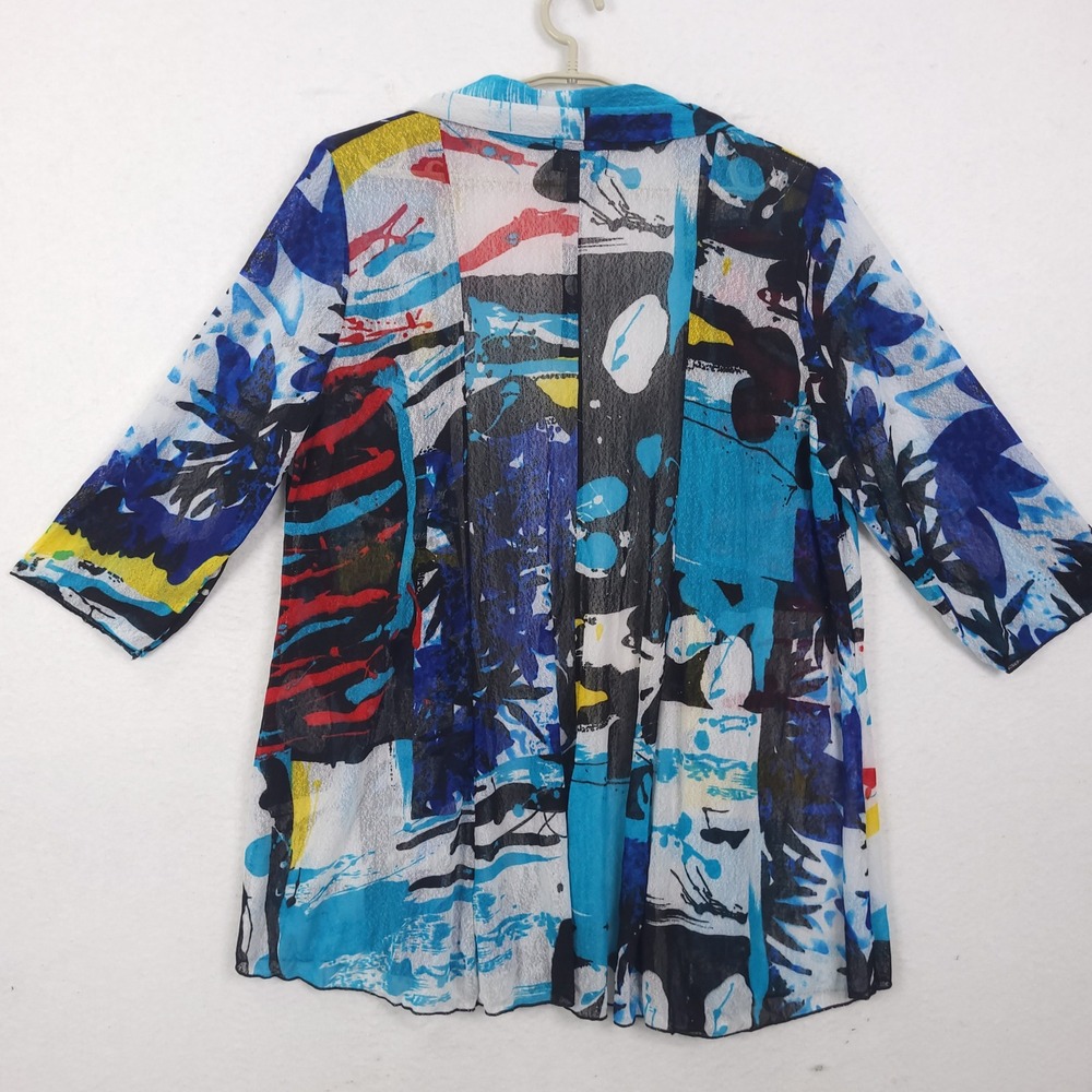 Step In Style Lightweight Cardigan XL Abstract Artsy Grunge Sheer Maximalist - Picture 2 of 16